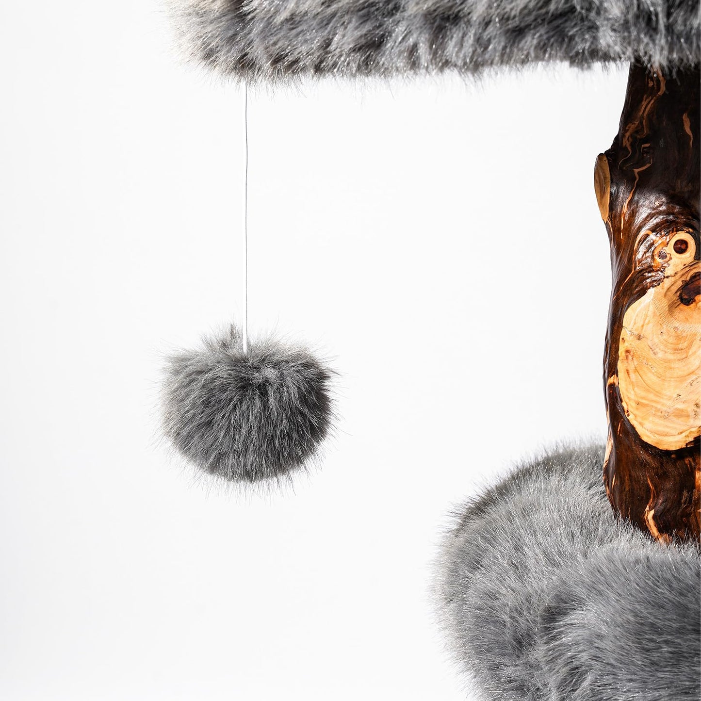 Aesthetic Cat Tree Tower for Large Cats, Modern Cat Tree for Maine Coon Indoor Cats with Faux Fox Fur, Maine Coon Cat Tree, Solid Wood Sisal Scratching Post, Perches, Platform & Toy Ball, Dark Gray