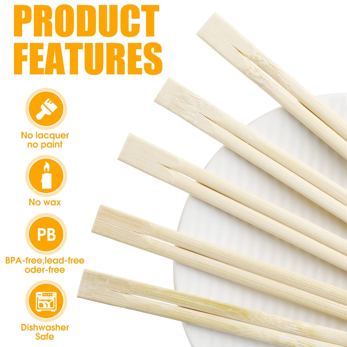 300 Pairs Disposable Chopsticks Bamboo Wooden Chopsticks Cooking Chopsticks Long Japanese Chinese Korean Individually Wrapped Connected Chopsticks with Paper Sleeve for Sushi Asian Dishes, 8.27 Inch