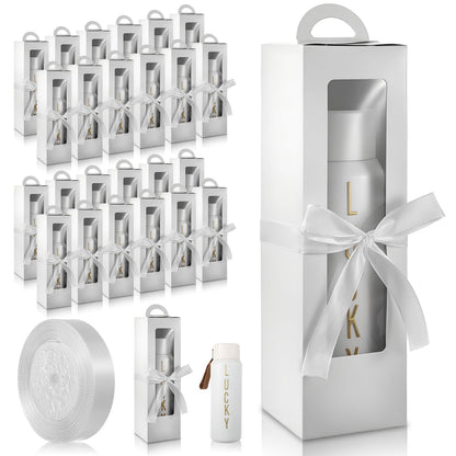 30 Pcs Tumbler Gift Box with Handle, Sublimation Tumblers Package Boxes, with Clear Window and Ribbon, Heat Press Blanks Bottle Gift Box, for Bridesmaid Gifts Wedding Favors Wrapping Packaging DIY Dec