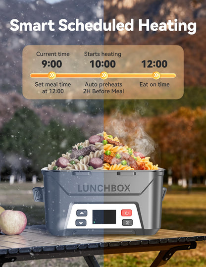EAST OAK Heated Lunch Box for Men, Electric Lunch Box for Adults, 5.5 Cups Cordless Portable Food Warmer, Rechargeable Self Heating Food Heater with Memory Function, Automatic Keep Warm(Grey)