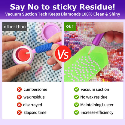 Sthmeyue Portable Diamond Painting Pen – Ultra-Light, Travel-Friendly | USB‑C Power Bank/PC Charging | 600mAh Battery + Quiet Operation | 3-Mode Suction & Wax-Free (Violet)