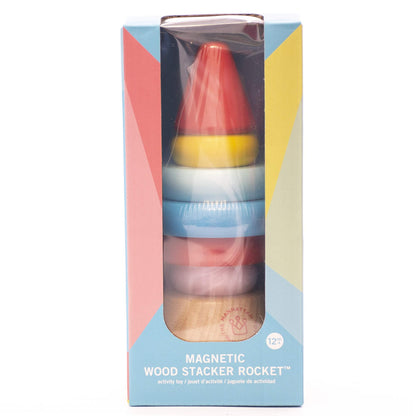 Manhattan Toy Stacker Rocket Baby and Toddler 7 Piece Magnetic Wooden Stacking Toy Set