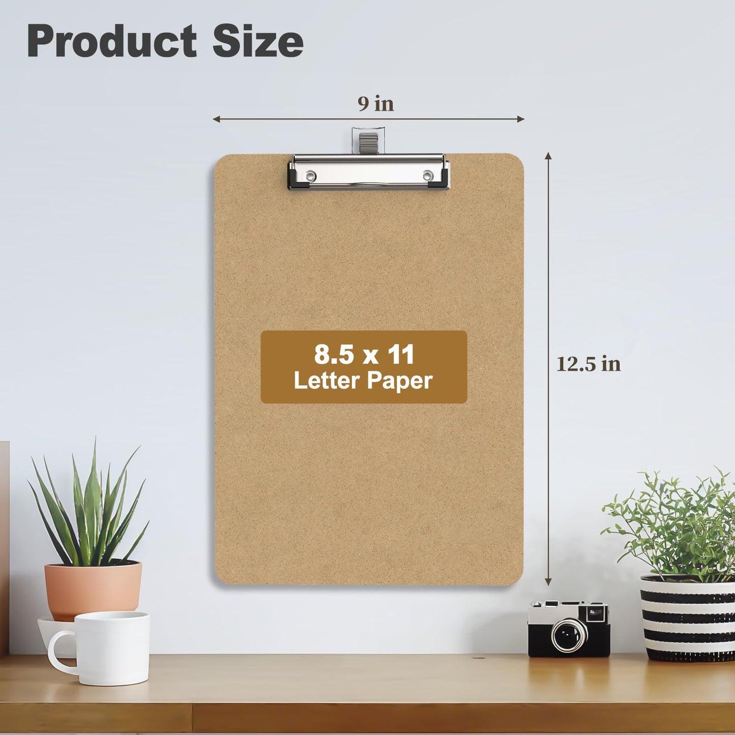 Juvealoe Wood Clipboard Set of 10, 8.5 x 11 Clip Borad with Pen Holder, A4 Standard Dimension 9 x 12.5 in, A4 Letter Size Hardboard for Classroom, Students, Office & School Supply