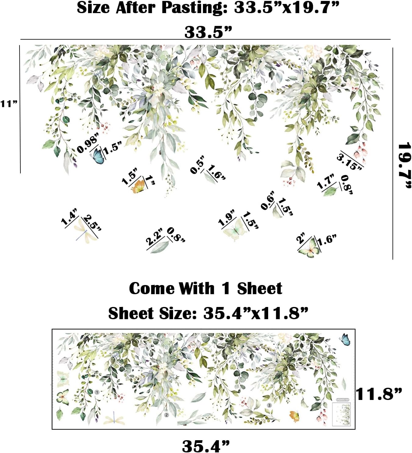 Hanging Vine Floral Window Clings - PVC Double-Sided Flower Leaf Anti-Collision Removable Decals for Home Party Shop