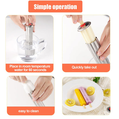 Stainless Steel Popsicle Molds, Set of 6 Ice Cream Maker, Ice Pop Molds With Holder, Metal Reusable Homemade Popsicle Molds with Sticks and Bags (Flower Cup)
