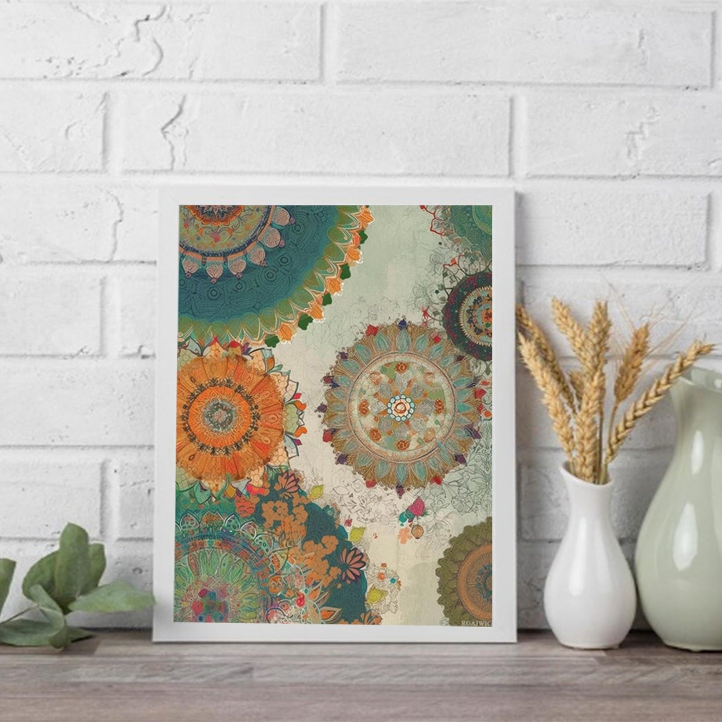 RGAJWIC Mandala Diamond Art Diamond Painting Vintage Flower Diamond Art for Adults Flower Gem Painting Crafts for Christmas Gift Art Craft Kit 12x16 inch