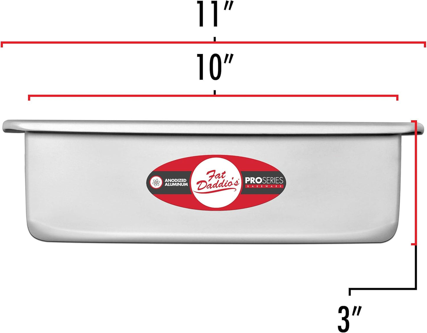 Fat Daddio's PSQ-10103 Anodized Aluminum Square Cake Pan, 10 x 3 Inch