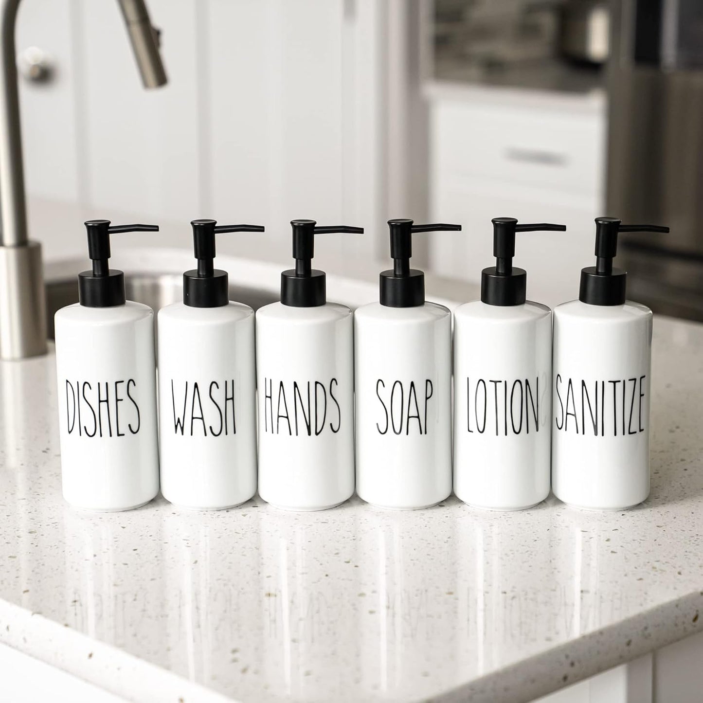 16oz Heartland Home Porcelain Empty Liquid Dispenser Bottle for Hands. Hand Soap Dispenser for Bathroom, Hand Lotion