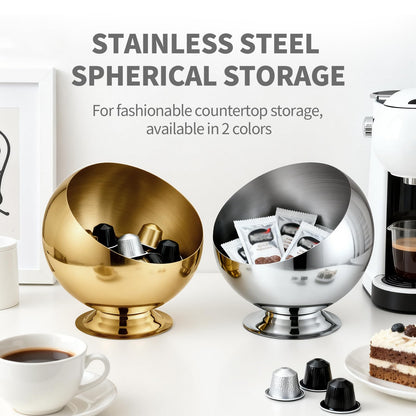 shoxil Coffee Pod Holder - Large Capacity Metal K Cup serve for Nespresso Pod Storage Container with Silver Finish, Multi-Use Creamer & Candy Bowl for Countertop, Coffee Bar Accessories(Silver)