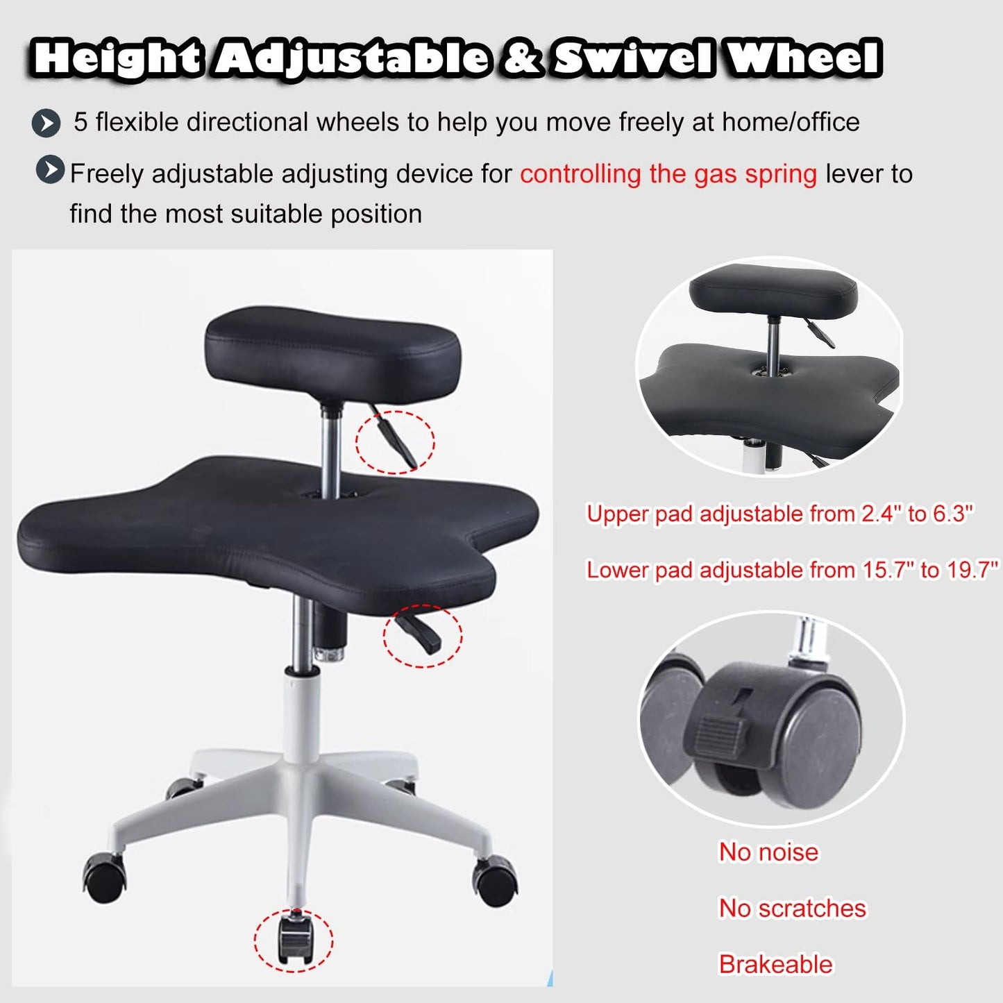 Office Chair Cross Legged Chair，Cross Legged Sitting Kneeling Office Chair with Wheels, Meditation Seat for Reducing Back Pain, Ergonomic Posture Corrective Seat - Improve Posture and Reliev