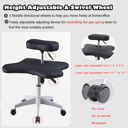 Office Chair Cross Legged Chair，Cross Legged Sitting Kneeling Office Chair with Wheels, Meditation Seat for Reducing Back Pain, Ergonomic Posture Corrective Seat - Improve Posture and Reliev