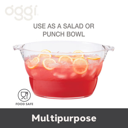 OGGI Acrylic Oval Party Tub - Clear Beverage Cooler w/Handles, Wine Cooler, Beer Chiller, Ideal Party Tubs for Drinks, Use Ice Tub for Indoor or Outdoor Bars, 18.5" x 11"
