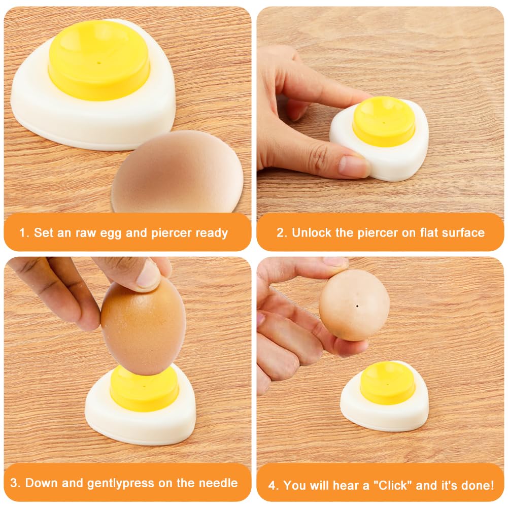 10PCS Egg Cracker Topper Cutter Set for Hard Boiled Eggs,With 4X Stainless Steel Egg Cups for Soft Boiled Eggs,4 X Egg Spoons,1 X Magnetic Egg Piercer,for Breakfast Kitchen Tool