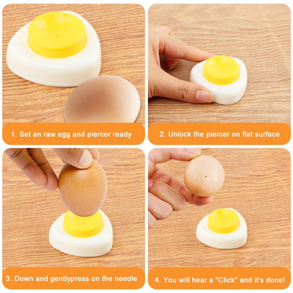 10PCS Egg Cracker Topper Cutter Set for Hard Boiled Eggs,With 4X Stainless Steel Egg Cups for Soft Boiled Eggs,4 X Egg Spoons,1 X Magnetic Egg Piercer,for Breakfast Kitchen Tool