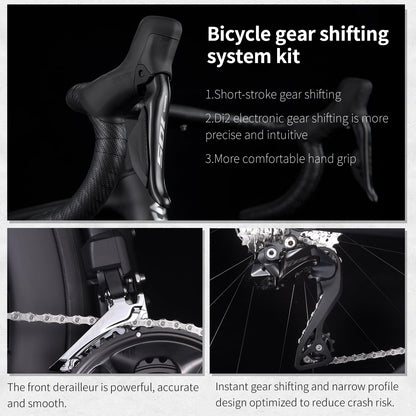 SAVADECK Carbon Road Bike, Lightweight 24-Speed Shifting Road Bicycle with Shimano 105 Di2 7170 Groupset, Carbon Frame with 700C Carbon Wheelset Disc Brake, Integrated Design Race Bikes for Adults