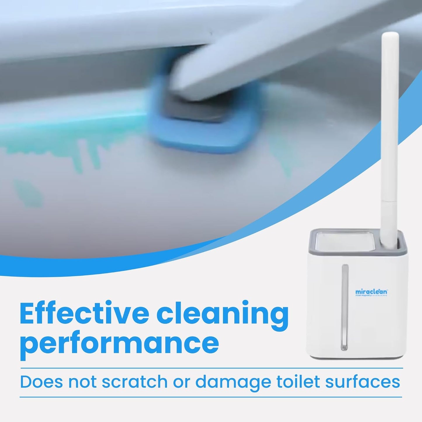 WizardFlush Toilet Brush - Disposable Toilet Bowl-Cleaner for Bathroom - Scrub Brush for Toilet - Space Saving