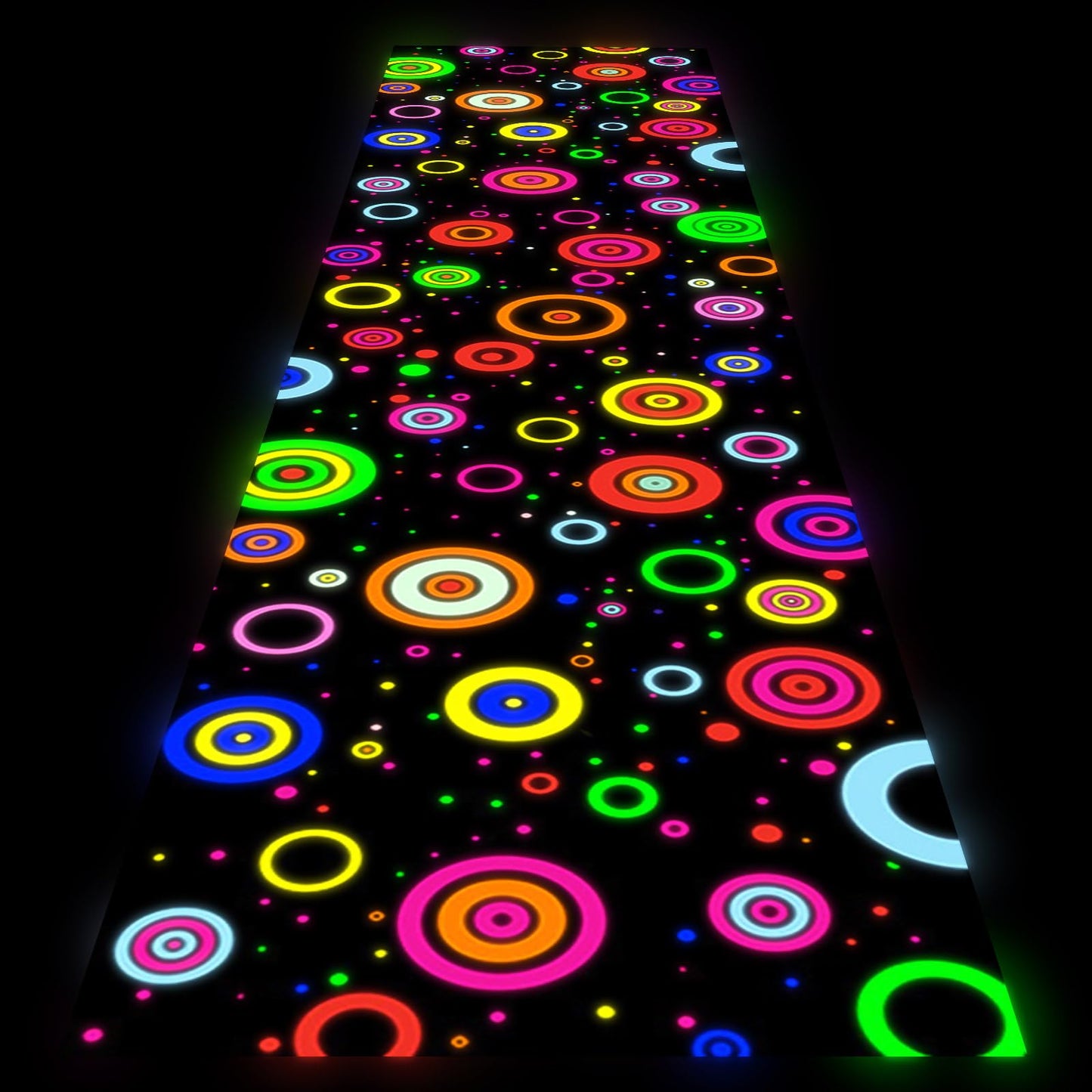 Haull 118 x 39 Inch Glow in The Dark Party Supplies Neon Party Decorations Light up Dance Floor Blacklight Rug UV Reactive Fluorescent for Carnival Birthday Wedding Favors(Ring)