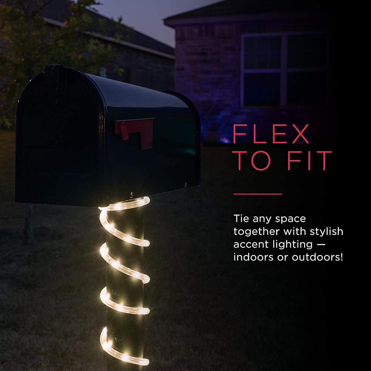 16ft 3000K, 54503 UltraPro LED Rope Lights, Classic Clear Rope, Warm White Light Indoor/Outdoor, Flexible, Linkable