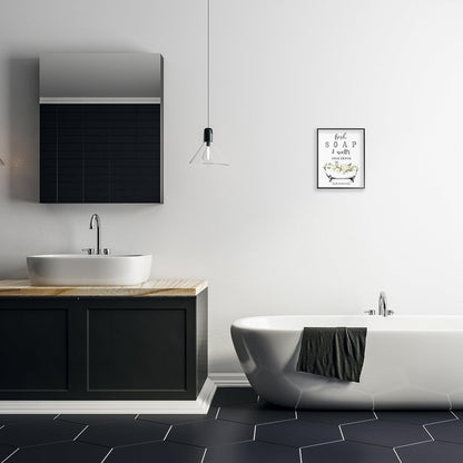 Stupell Industries Framed Giclee Art - Fresh Soap & Water Bath Tub | Black, 11 x 14 Inches, Easy to Hang