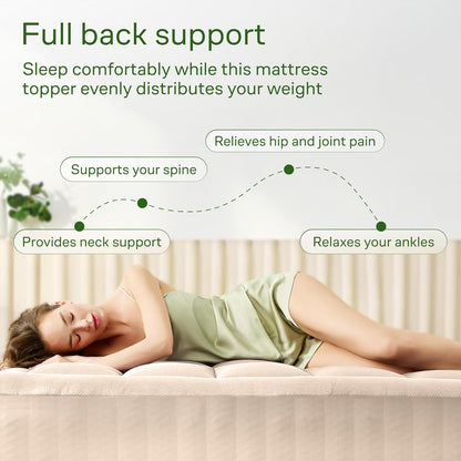 Niagara Sleep Solution Queen Size Mattress Topper - Ultra Soft Bamboo Viscose Pillow Top for Back Pain Relief | Naturally Cooling, Beige