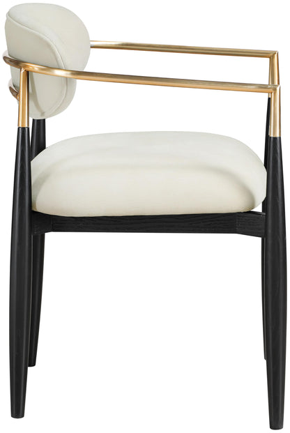 Meridian Furniture 11022Beige-AC Riccio Collection Modern | Contemporary Dining Arm Chair with Beige Performance Polyester, Ash Wood, Iron, 21.5" W x 21.5" D x 29.5" H, Beige, Set of 2