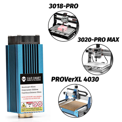 Genmitsu CNC Router Machine PROVerXL 4030+FL55P Laser Module Kit for Wood Metal Acrylic MDF Carving Arts Crafts DIY Design, 3 Axis Milling Cutting Engraving Machine
