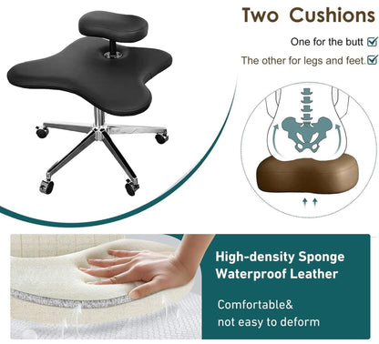 GenSDH Meditation Office Chair, Cross Legged Chair, Height-Adjustable Kneeling Chair, Ergonomic Office Chair, Criss Cross Chair for Home and Office,Black (Bl,Black
