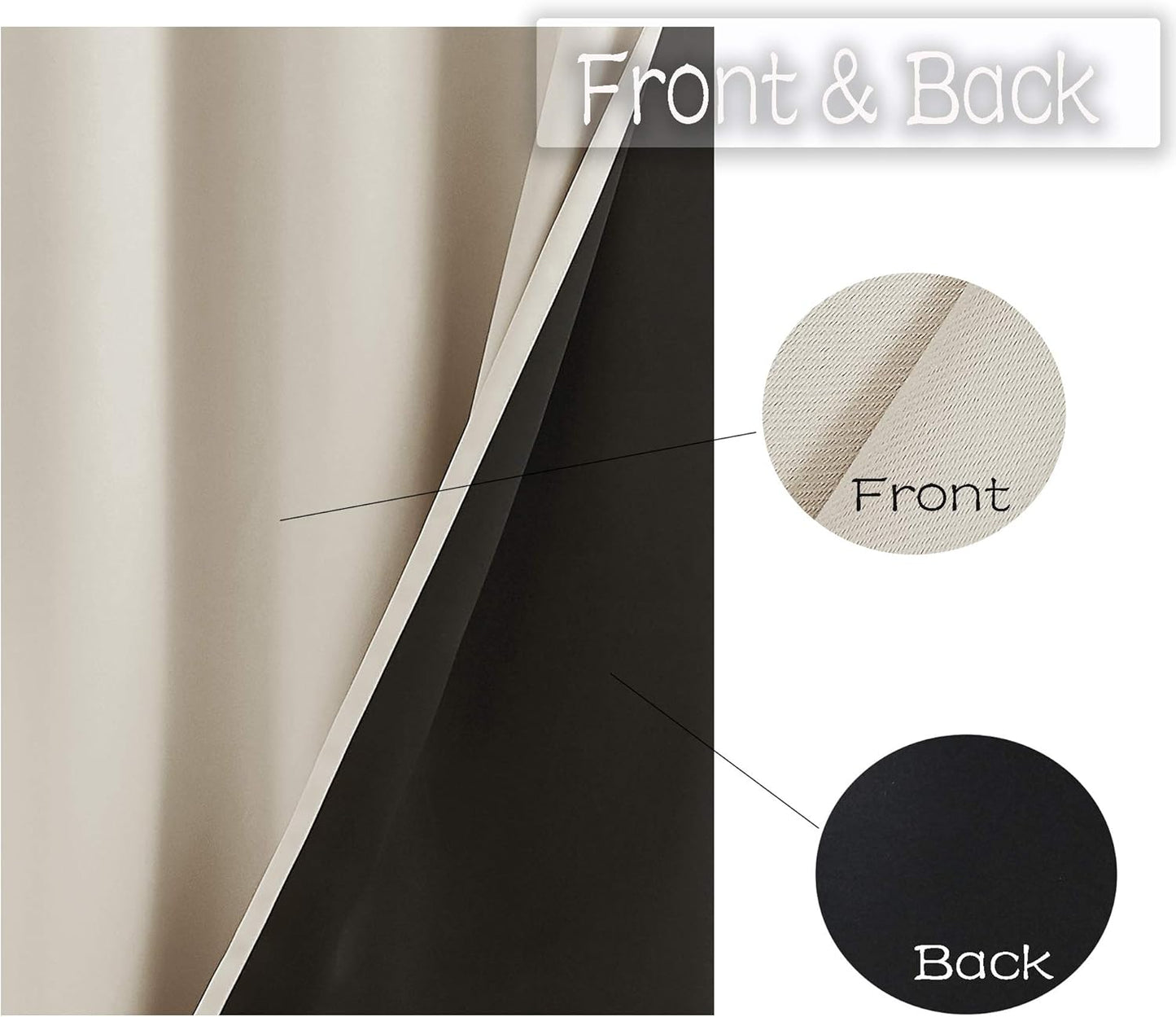 Urban Lotus Ivory Full Blackout Curtains - Thermal Insulated Room Darkening Drapes | 84 Inches, 2 Panels