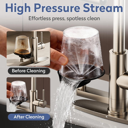 SINGSUO Pull Down Kitchen Faucet with Glass Rinser, 4 Spray Modes Kitchen Faucets with Pull Out Sprayer & Cup Washer, High Pressure Single Handle Bar Sink Faucet 1 or 3 Hole