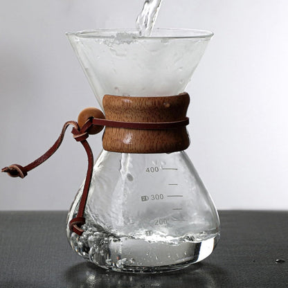 Pour Over Coffee Maker, 400ml Double Filter Wooden Sleeve Brewer for Home Cafe Parties