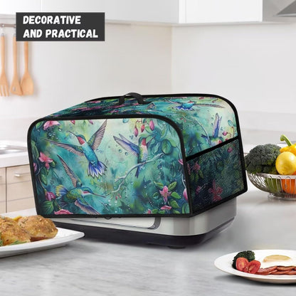 Hummingbird Crock Pot Cover, Floral Slow Cooker Dust Cover with Storage Pockets, Machine Washable
