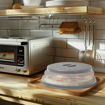 Collapsible Microwave Splatter Cover, Vented Lid with Hook Hole, BPA-Free Kitchen Gadget for Plates