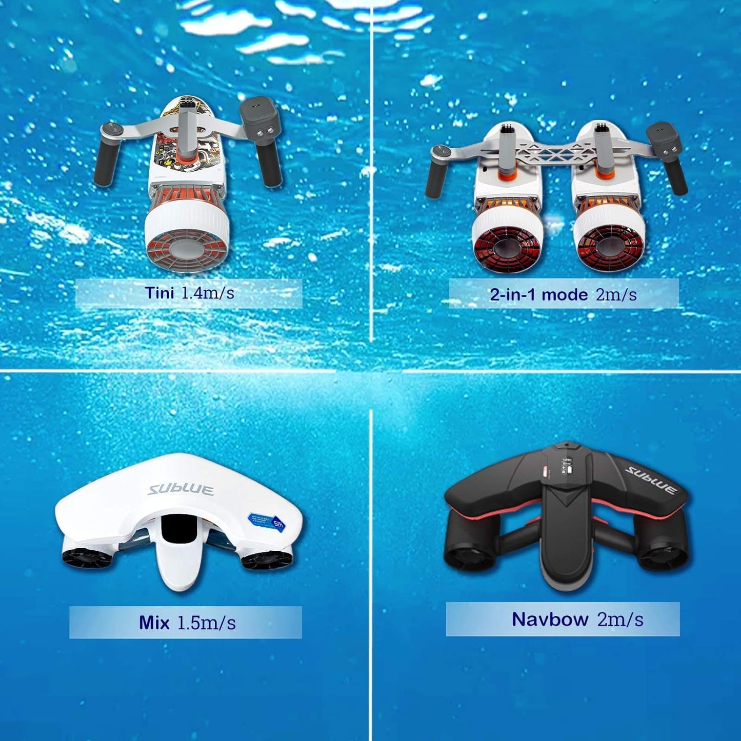 sublue Tini Underwater Scooter with Action Camera Mount Detachable Modular for SUP Paddle Board 2 Gear Speed 45 Minutes Swimming Pool Diving Snorkeling