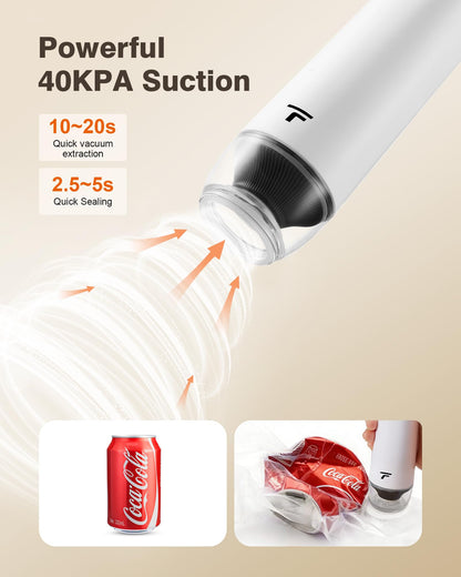 Vacuum sealer for food, Chef’s Design to Preserve Freshness, Compact Handheld Vacuum Sealer with 30 Reusable Bags, Professional-Grade for Food Storage Savers, Pebble