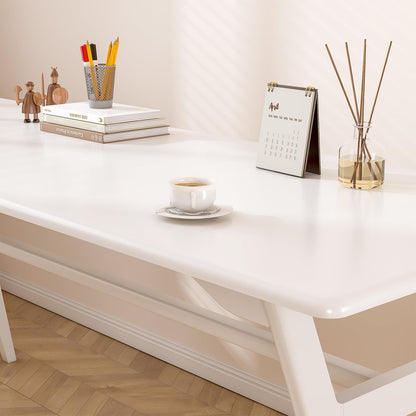 OSCHF Solid Wood Study Desk - 71" Double Long Computer Table for Home Office, 2-Person PC Workstation, White