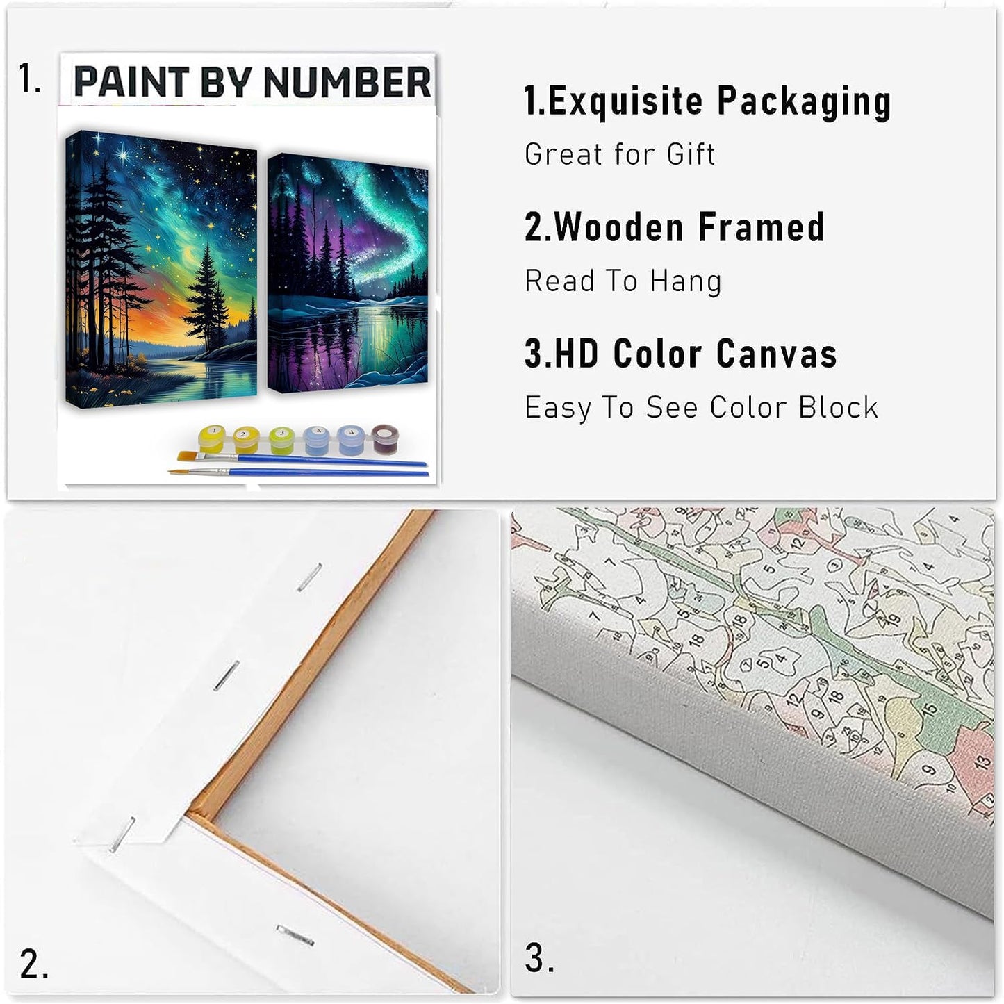 KYOQFVN 2 Pack Paint by Numbers Kit for Adults - Acrylic Easy Framed Canvas Arts and Crafts 8x12inch