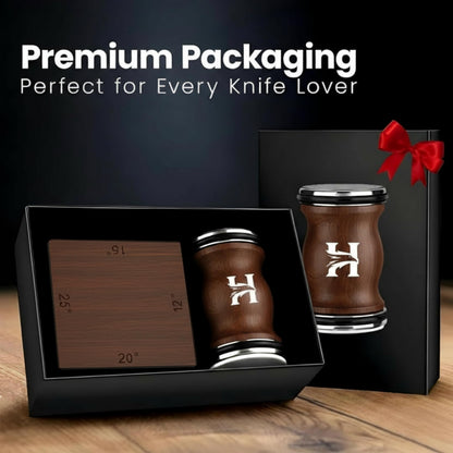 4 Angles High Carbon Stainless Steel Rolling Knife Sharpener with 400, 1000 & 3000 Replacement Discs - Blunt Knife Sharpening Kit with 12°, 15°, 20°, and 25° Sharpening for Kitchen & Chef's Knives
