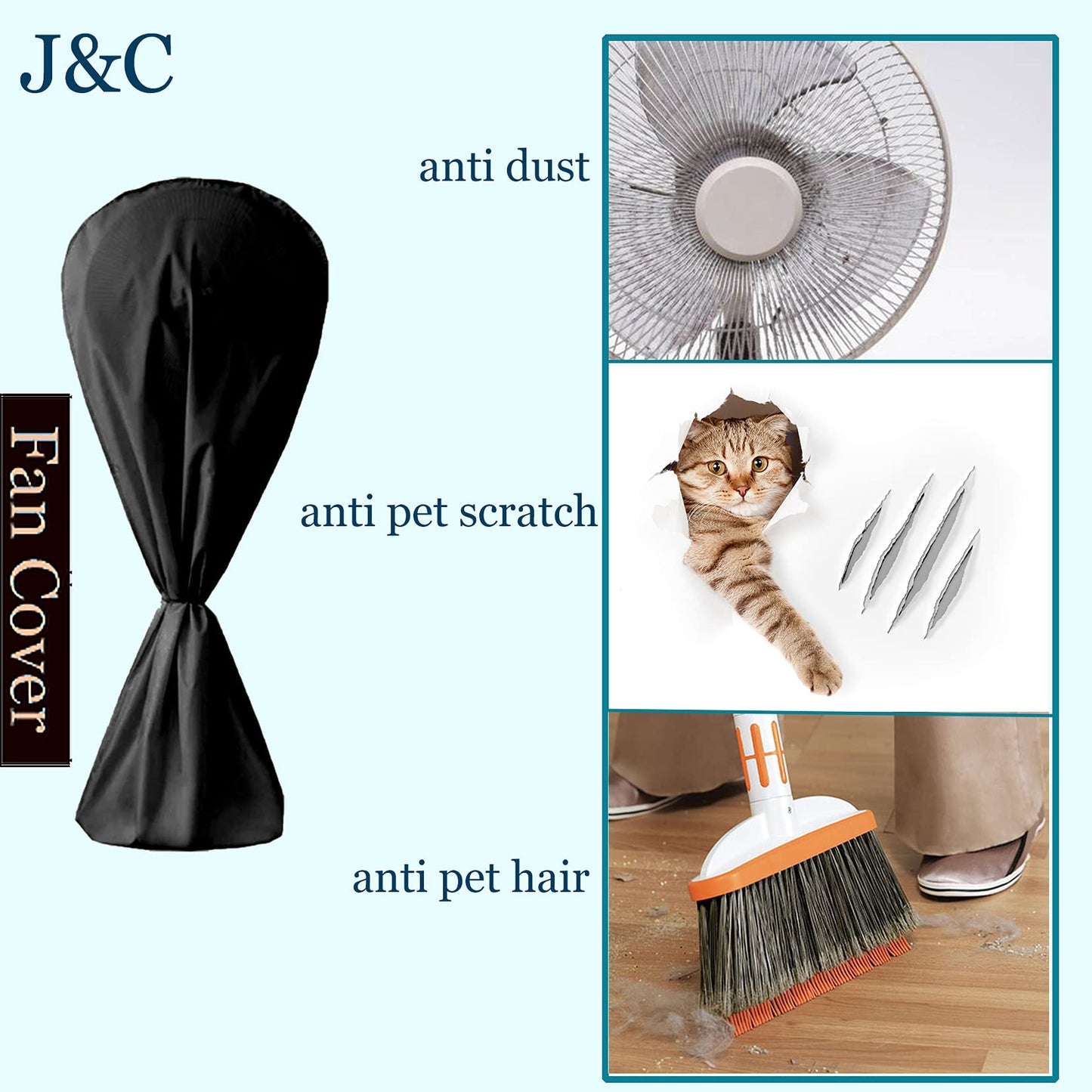 J&C Fan Cover Fan Dust Cover Waterproof Stand up Floor Fan Covers Outdoor Pedestal Fan Cover Standing Round Fans Dustproof Covers Protector for Indoor Room Fan Household Black Large 420D