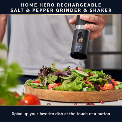 Electric Salt and Pepper Grinder Set, Rechargeable Automatic Shakers with LED Light, Set of 2 Electric Pepper and Salt