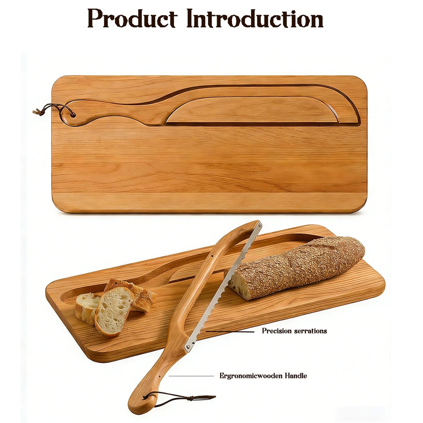 Sourdough Bow Knife And Board, Bread Board And Knife Set, Solid Wood, For Homemade Bread, Bagels, Toast, Kitchen & Home Baking Tool