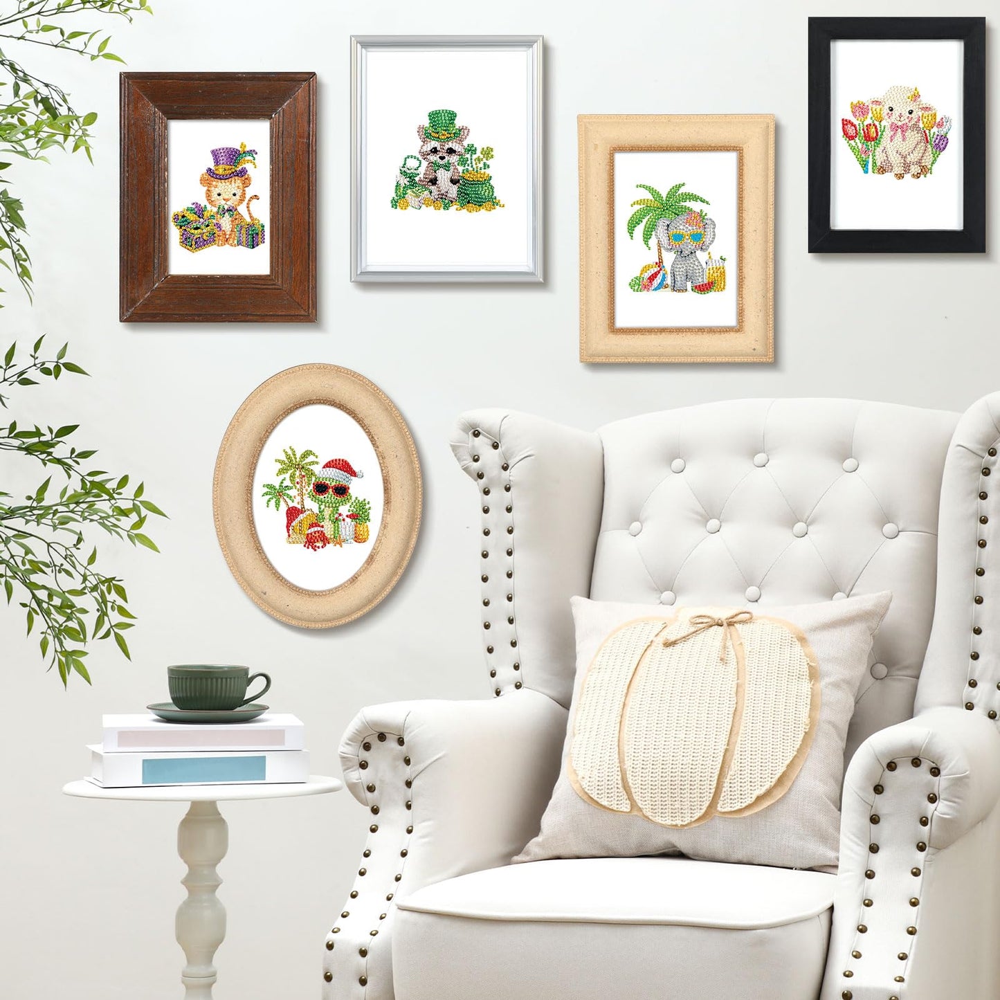 Xuhal 30 Pcs Interchangeable Diamond Art Kits DIY Holiday Seasonal Animals Diamond Paintings for Adults Rhinestone Gem Art Crafts for Easter Spring Summer Home Wall Table Decor Gifts