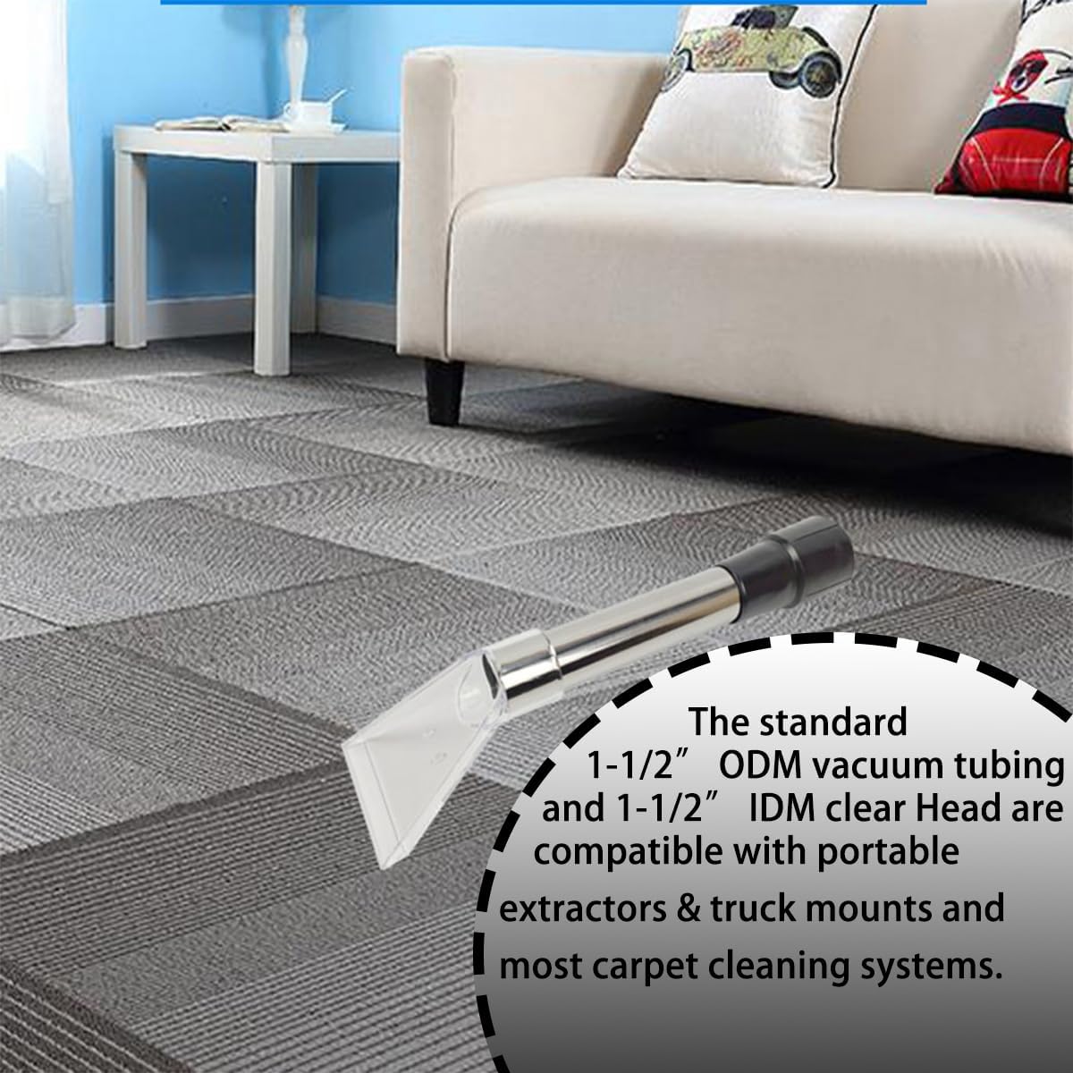 Universal Shop Vac Extractor Attachment: Hand Wand with Clear Head and 1-7/8", 1-1/4" Adapters for Upholstery & Auto