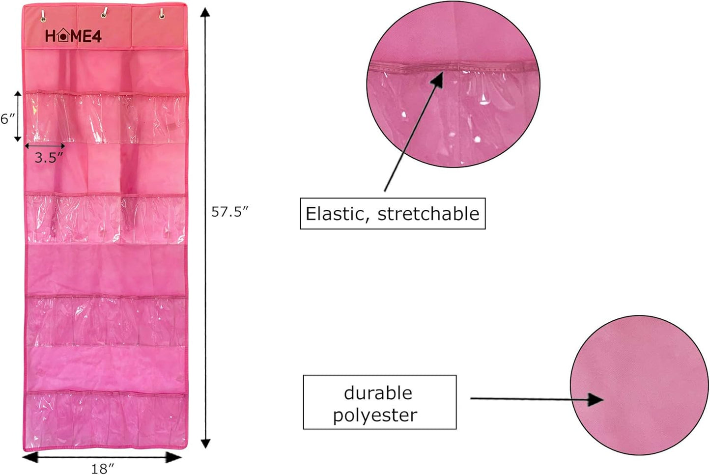 HOME4 Hanging Over The Door 25 Pockets Storage Organizer for Surprise Toys (Pink)