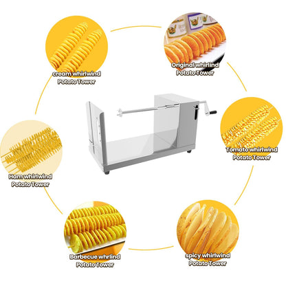 ANYDOCANMOOT Spiral Potato Cutter french fry cutter Manual Stainless Steel Twisted Potato Slicer Cutter curly fries Cucumbers Carrots DIY BBQ Slicer with Reusable Stick