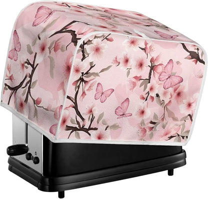 Mumeson Pink Butterfly Toaster Protection Cover, Kitchen Accessories Decor, 2 Slice Toaster Cover with Pockets