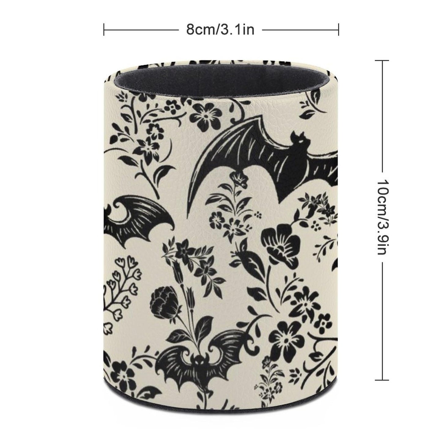 XUWU Gothic Bat Flowers Pen Holder Pencil Organizer Cute Pencil Cup Desk Decor Makeup Brush Holder PU Multifunctional Office Suppliesfor Home Classroom School
