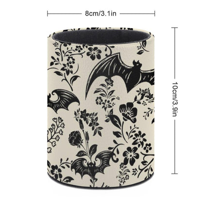 XUWU Gothic Bat Flowers Pen Holder Pencil Organizer Cute Pencil Cup Desk Decor Makeup Brush Holder PU Multifunctional Office Suppliesfor Home Classroom School