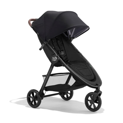 Baby Jogger® City Mini GT3 All Terrain Baby Stroller with Forever Air Rubber Tires, All Wheel Suspension, Lightweight Stroller with Magnetic Buckle, No-Rethread Harness, and Foot Brake, Rich Black