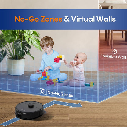 eitton Robot Vacuum and Mop Combo, 5000Pa Powerful Suction, Advanced Smart Mapping, Ideal for Pet Hair, Dust