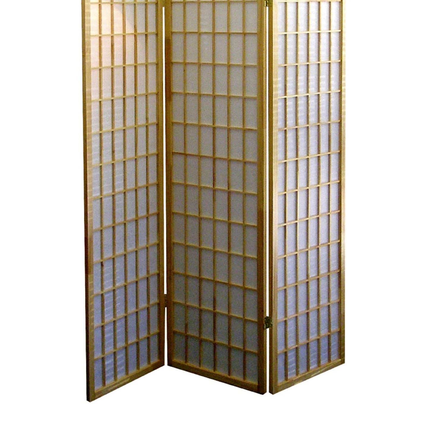 70" Tall 3 Panel Screen, Room Divider, Japanese Style with Natural Wood
